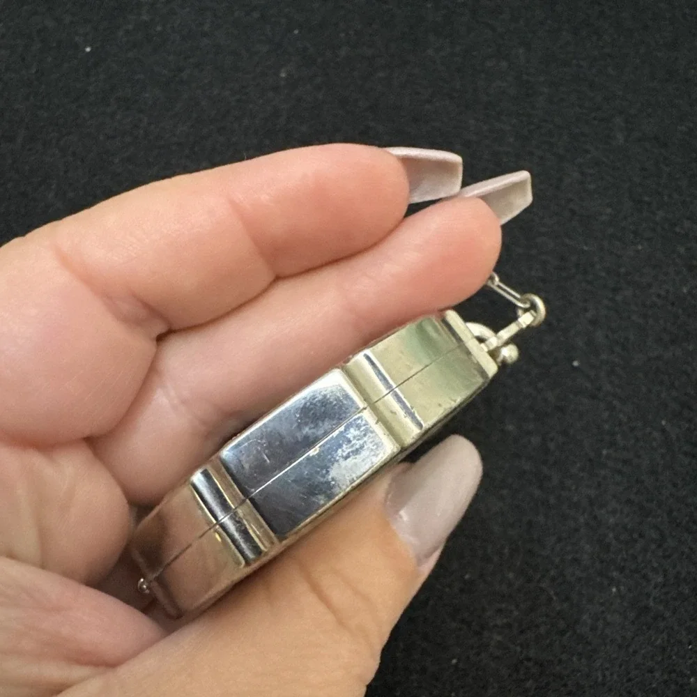 Antique Art Deco Silver Blue Guilloche Enamel Fob Chain Puff Dance Compact